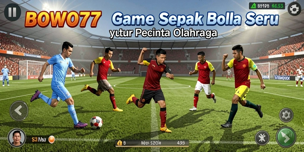 Tampilan gameplay <strong>BOWO77</strong> yang menarik dengan aksi sepak bola seru.