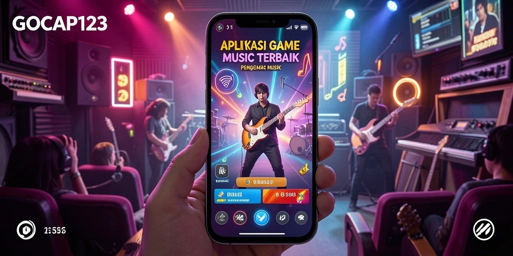 Tampilan antarmuka interaktif GOCAP123 dengan gameplay musik yang menarik.