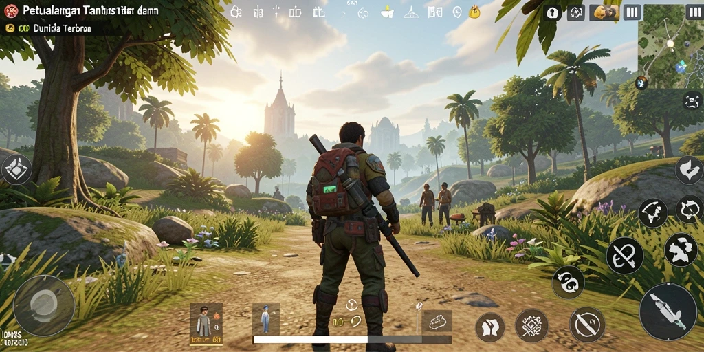 Screenshot gameplay <strong>IDNSCORE</strong> menampilkan petualangan eksplorasi dunia terbuka yang menakjubkan.