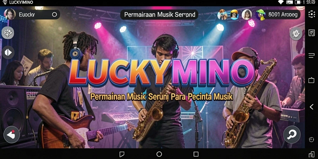 Tampilan gameplay seru di LUCKYMINO dengan berbagai pilihan lagu.