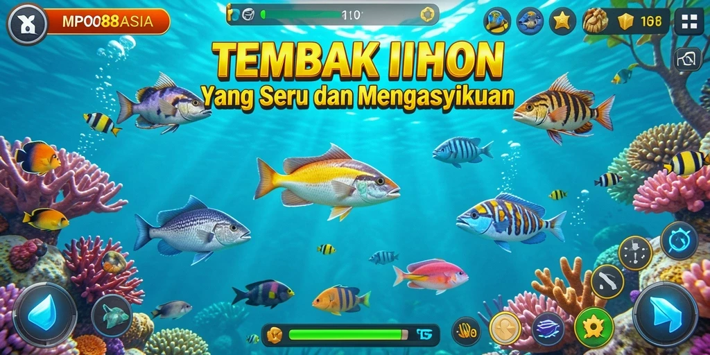 Screenshot gameplay MPO88ASIA menunjukkan suasana seru menembak ikan.