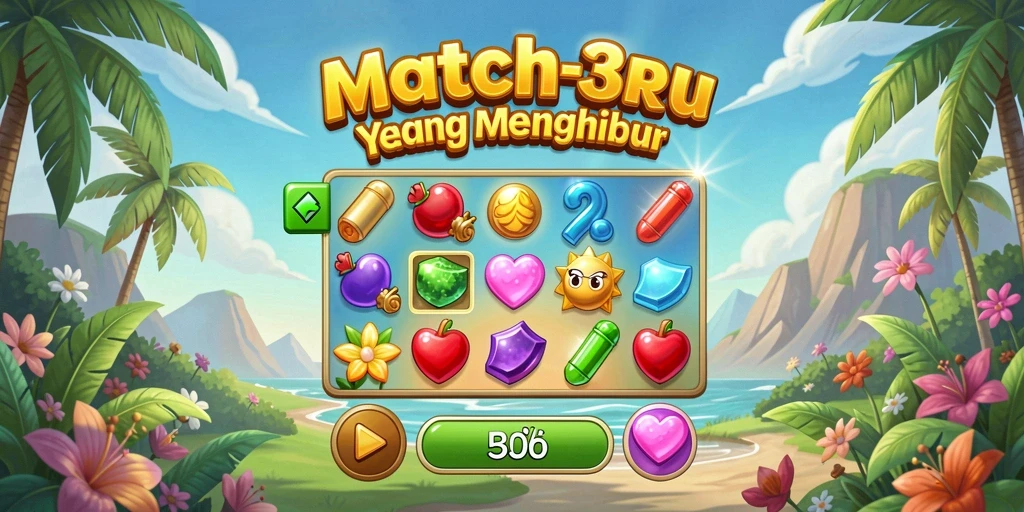 Tampilan gameplay MT777 menunjukkan keseruan mencocokkan objek berwarna-warni.