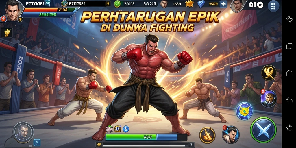 Screenshot gameplay PTTOGEL dengan aksi pertarungan mendebarkan.