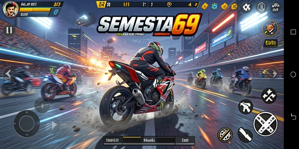 Tampilan menegangkan dari balapan motor yang mendebarkan.