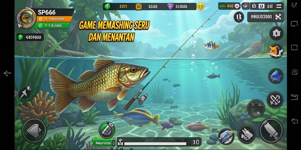 Screenshot gameplay SP666 menunjukkan pengalaman memancing menakjubkan.